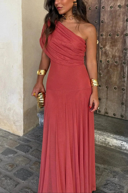 Wendy Women's Dress | One-Shoulder Pleated Summer Wedding Guest Dress 4