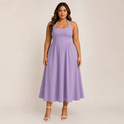 Wina Women's Dress | Halter Neck, Sleeveless, Available in White and Black, Plus Size Options
