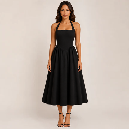 Wina Women's Dress | Halter Neck, Sleeveless, Available in White and Black, Plus Size Options
