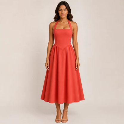 Wina Women's Dress | Halter Neck, Sleeveless, Available in White and Black, Plus Size Options