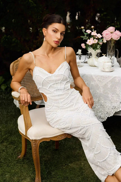 Wira Evening Gown | Sequined Midi Dress with Cutouts for Formal Events 4