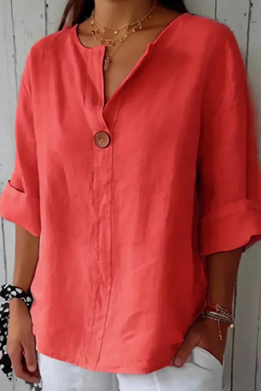 Zara Women's Blouse | Lightweight Linen, Relaxed Fit V-Neck 1