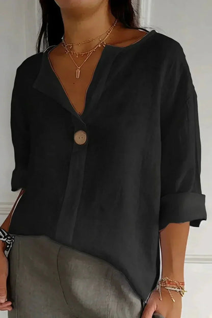 Zara Women's Blouse | Lightweight Linen, Relaxed Fit V-Neck 3